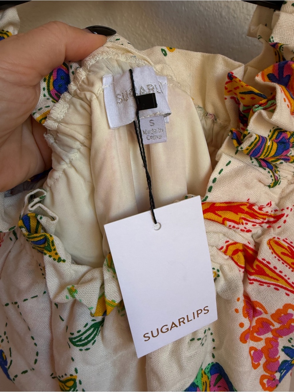 NWT SugarLips Miraflor Off Shoulder Linen Blend Floral Maxi Dress Belted Sz S - Picture 7 of 8
